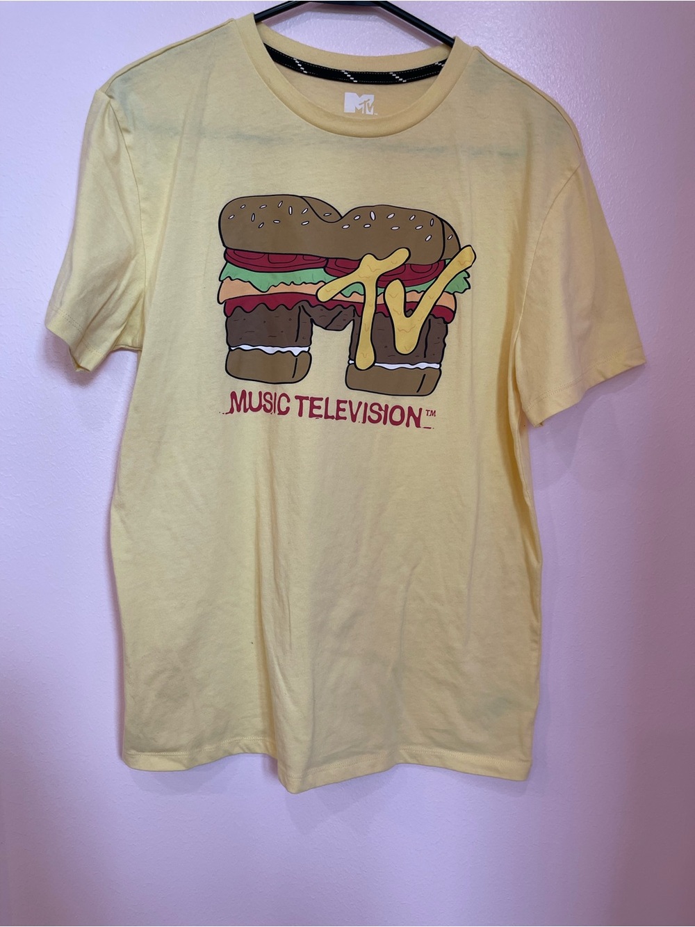 MTV Printed Logo T-Shirt in Pale Yellow